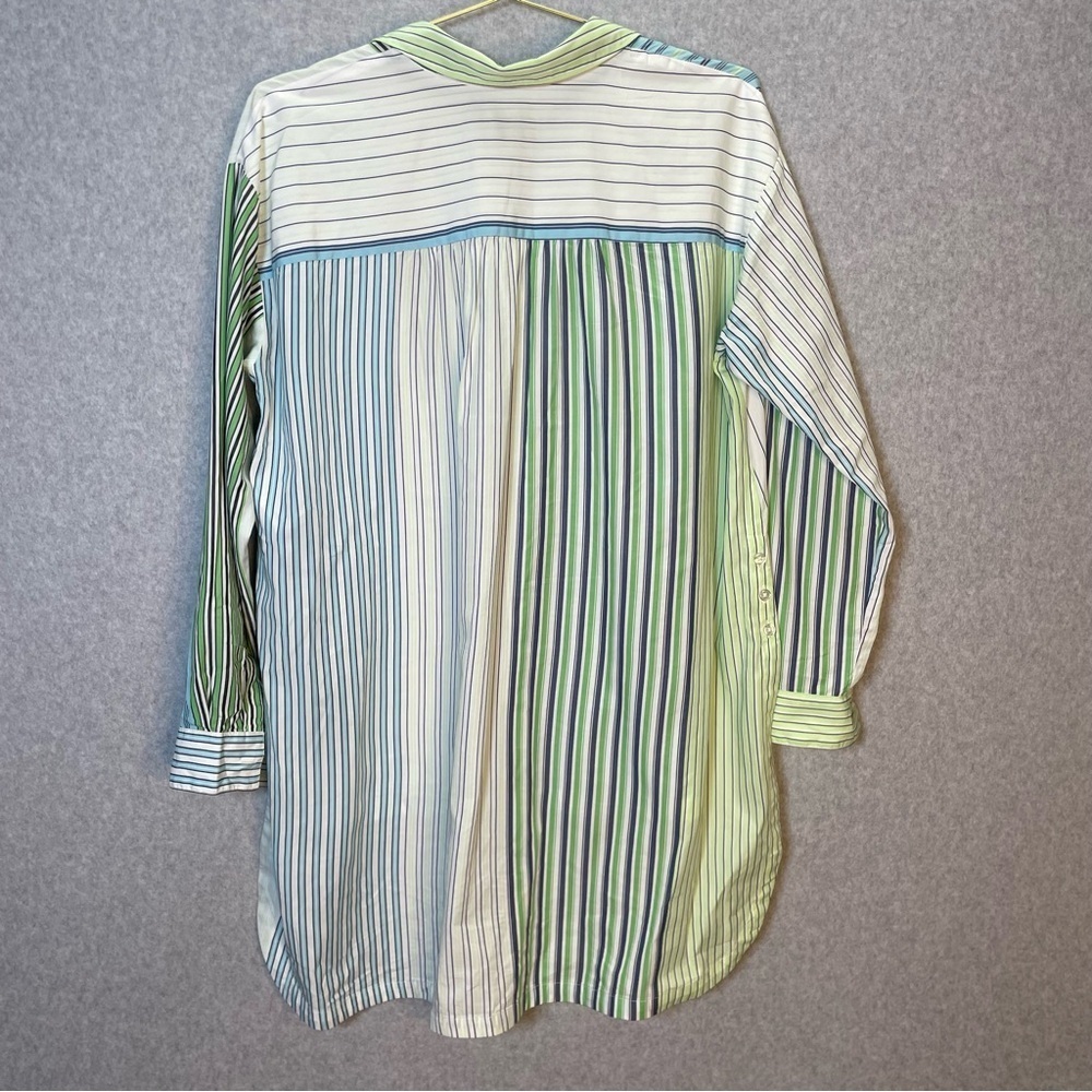 Anthropologie Maeve Oversized Button Down Stripe Alix Henley Pop Over Top - Picture 11 of 11